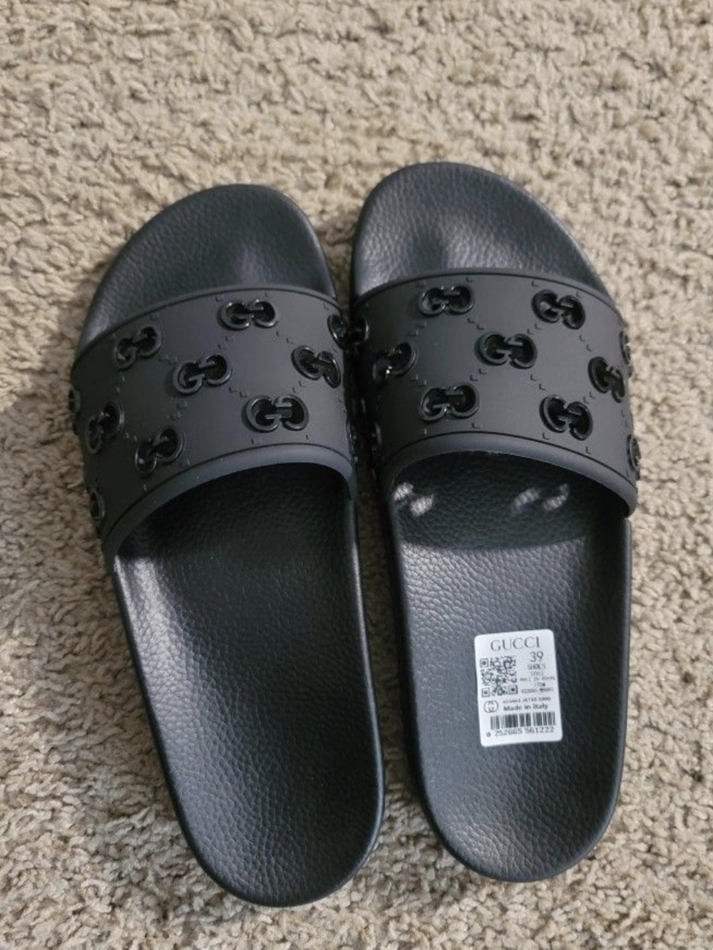 Black Rubber Slide Sandals - Women's